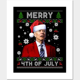 Merry 4th Of July Funny Joe Biden Christmas Ugly Sweater Posters and Art